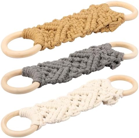 3Pcs Crochet Dish Towel Holder with Wooden Loops