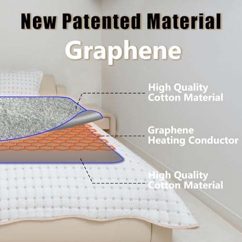 Graphene Heated Mattress Pad Queen Size 3s Rapid Heat
