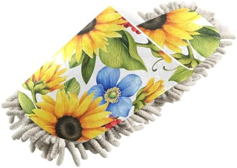 Sinestour Yellow Sunflowers Mop Slippers for Floor Cleaning 1