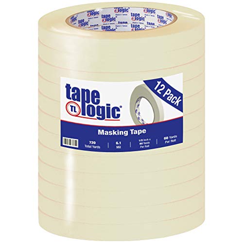 Tape Logic 2200 Masking Tape - 12 Rolls 12 x 60 Yards Natural Removable