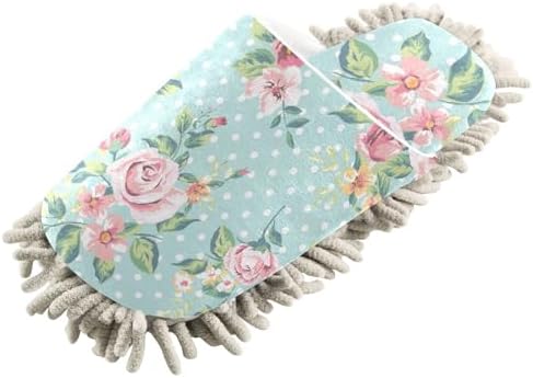 Sinestour Teal Rose Mop Slippers for Floor Cleaning
