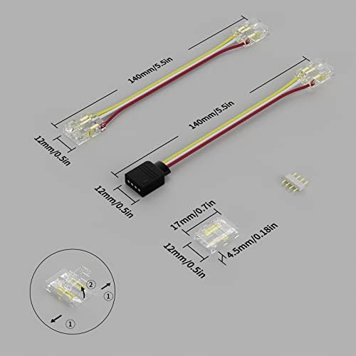 PAUTIX 10mm 3 Pin CCT COB LED Strip Connectors 4pcs Set