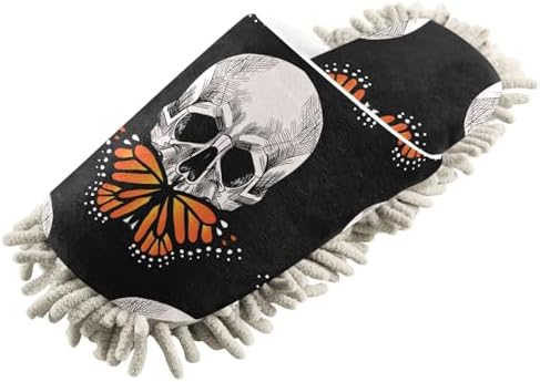 Sinestour Skull Butterfly Microfiber Mop Slippers