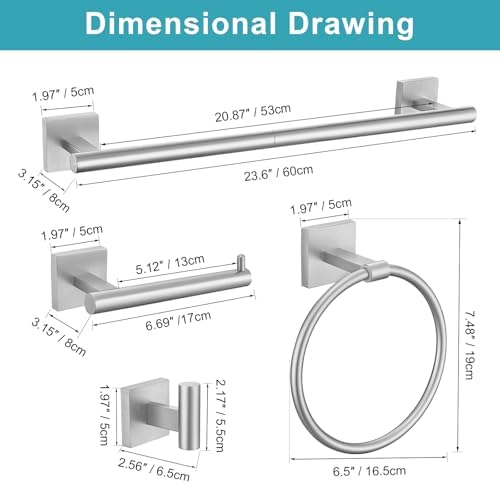 Brushed Nickel Towel Bar Set 5 Piece Bathroom Hardware