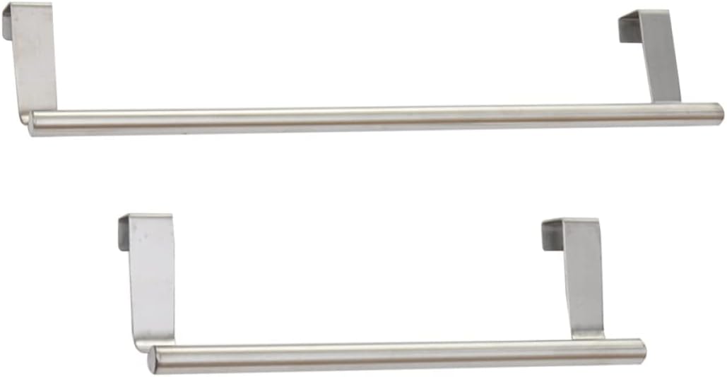 Gadpiparty 2Pcs Stainless Steel Door Towel Bar Hanger Durable Space-Saving