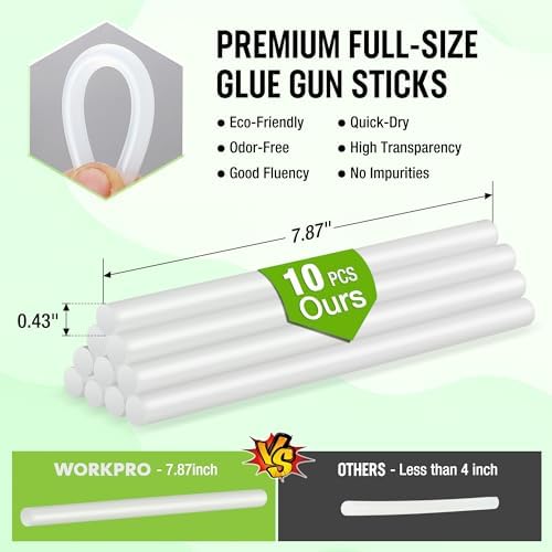 WORKPRO Dual Temp Hot Glue Gun with 10 Sticks - 60100W