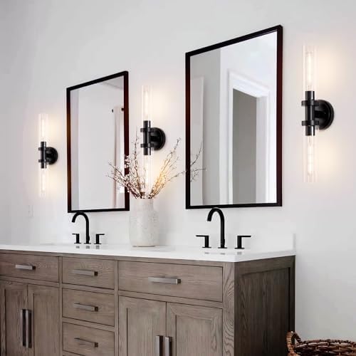 Modern Black Sconces Wall Light with Clear Glass Shade