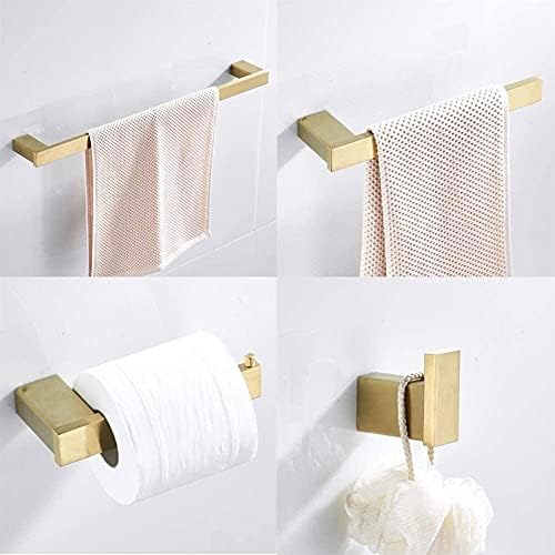 Brushed Gold Towel Rail with Hook and Paper Holder
