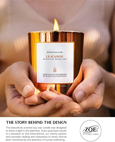Benevolence LA Lilac Rose Soy Candle with Wood Wick