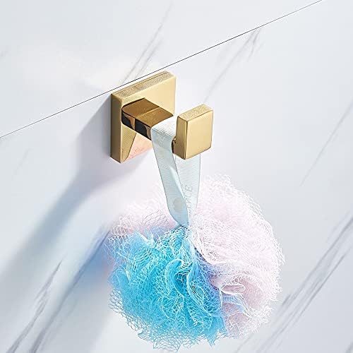 Gold Towel Rail Rack with Bathrobe Hook and Shelf