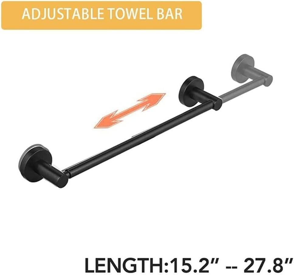 BOCbco Black Adjustable Towel Bar Rod
