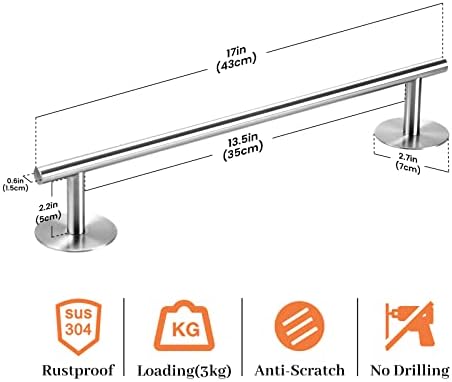 Lucalda 17 Inch Self Adhesive Towel Bar - SUS304 Stainless Steel