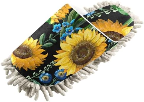 Sinestour Sunflowers Mop Slippers for Floor Cleaning