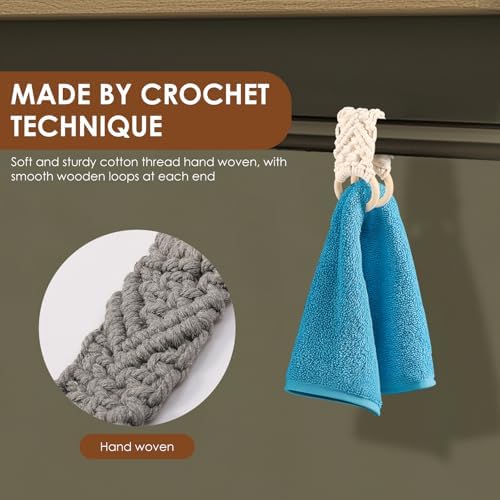 3Pcs Crochet Dish Towel Holder with Wooden Loops