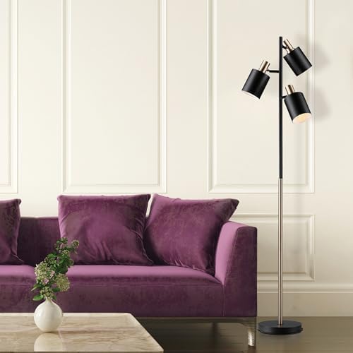 Globe Electric 67354 67 3-Light Track Tree Lamp Matte Black Brass