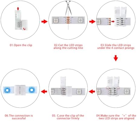10Packs 4-Pin RGB LED Strip Connectors 10mm Solderless Adapter