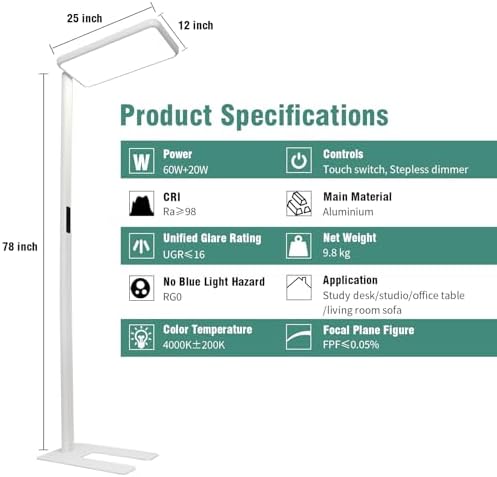 ShineMuse Full Spectrum Floor Lamp with Touch Control