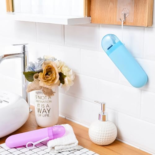 2 Pack YKuzLx Toothbrush Travel Case with Ventilation Hole - Purple Blue