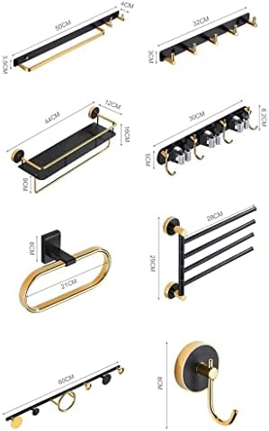 Black Gold Towel Rack with Robe Hooks and Toilet Paper Holder