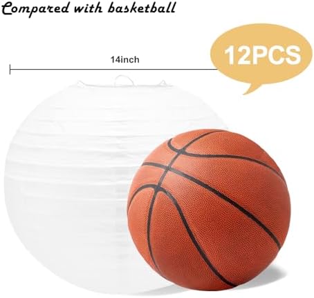 12Pcs White Paper Lanterns with Tape and String for Parties