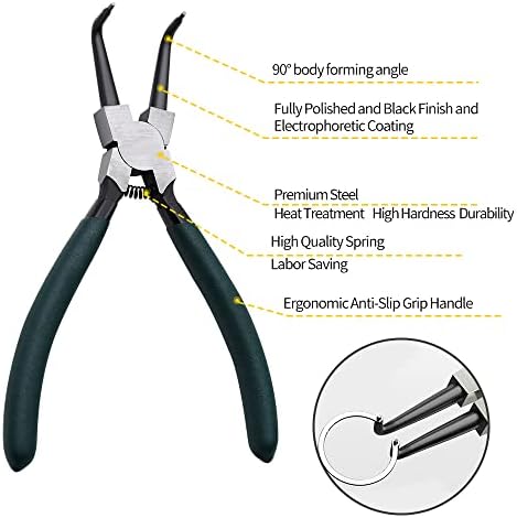LFSEMINI Snap Ring Plier Set with 300pcs Alloy Steel Circlip Rings
