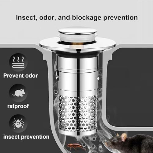 NureBe Pop-Up Drain Strainer with Rust-Proof Hair Catcher
