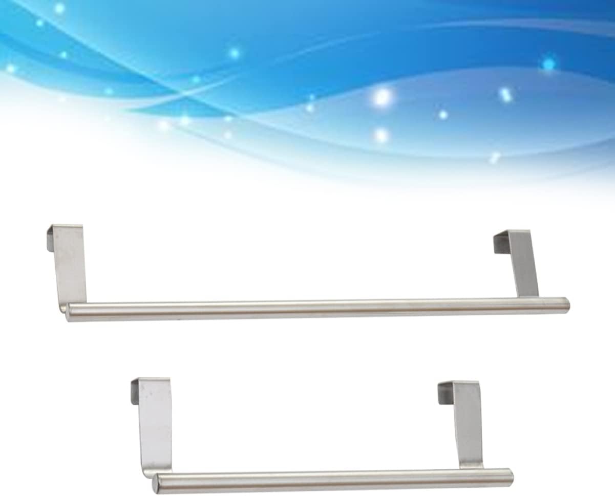 Gadpiparty 2Pcs Stainless Steel Door Towel Bar Hanger Durable Space-Saving