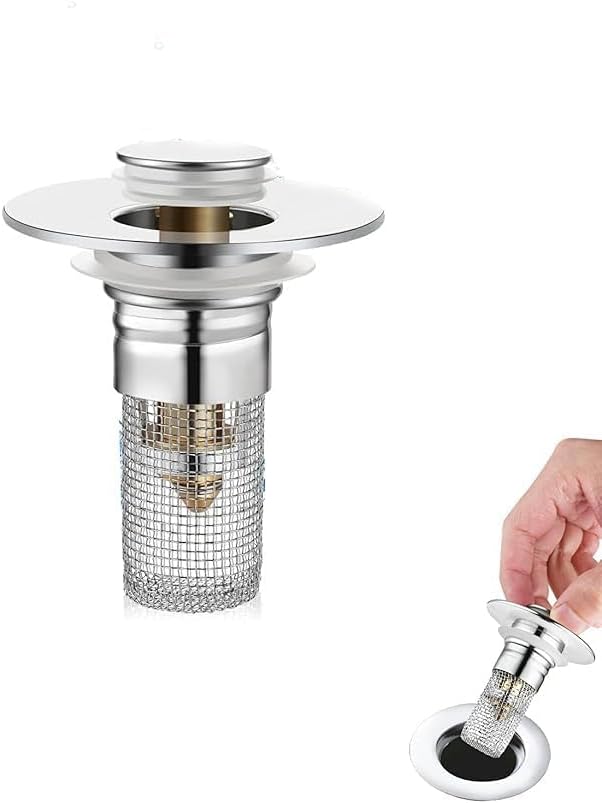 Universal Stainless Steel Bathroom Sink Stopper with Hair Catcher 1