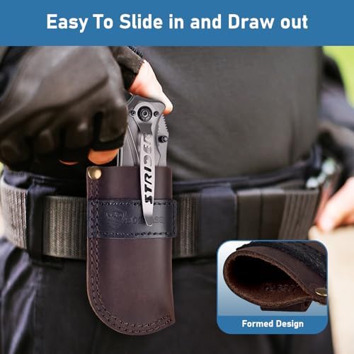 SOGCASE Leather Knife Sheath Belt - Darkbrown