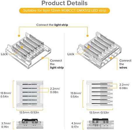 BTF-LIGHTING SMD 6 Pin 12mm LED Strip Connector Kit