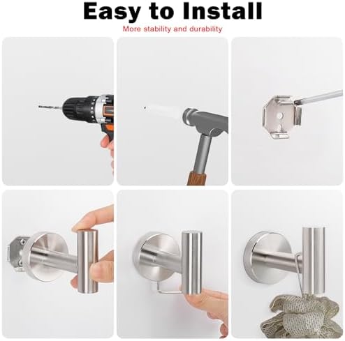 Livabber 4 Pack Brushed Nickel Towel Hooks