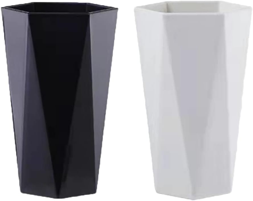 RabyLeo Large Geometric Diamond Toothbrush Cup 400ml White Black 1