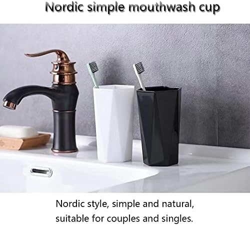 RabyLeo Large Geometric Diamond Toothbrush Cup 400ml White Black 1