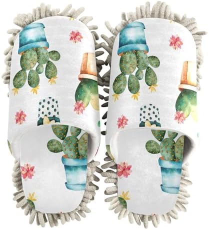 Sinestour Cactus Plant Mop Slippers for Floor Cleaning