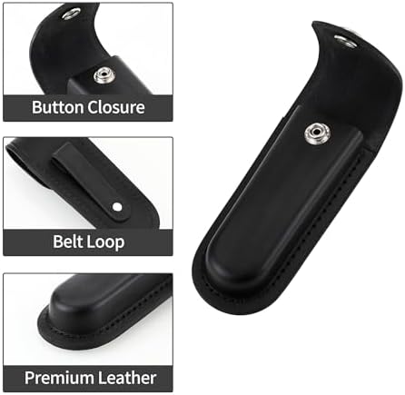 Qtcial 5 Folding Knife Leather Sheath with Belt Loop and Snap Closure Black