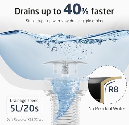 Kesink Black Bathroom Sink Drain with Anti-Clog Basket and Pop-Up Function