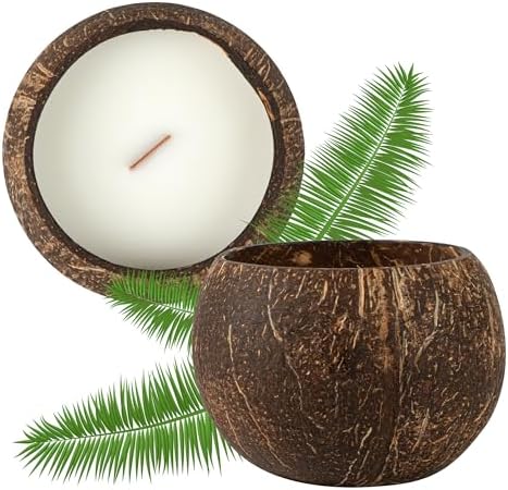 Restaurantware Coco Casa Coconut Shell Candle with Wooden Wick