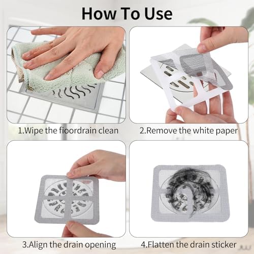 TUMEYET 50-Pack Drain Hair Catcher Sticker 39x39 Inch