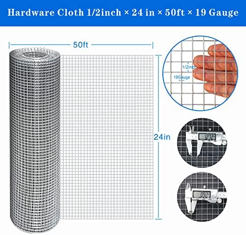 TUOKS Hardware Cloth 12 Inch 24 x 50 Galvanized Wire Mesh Roll 1