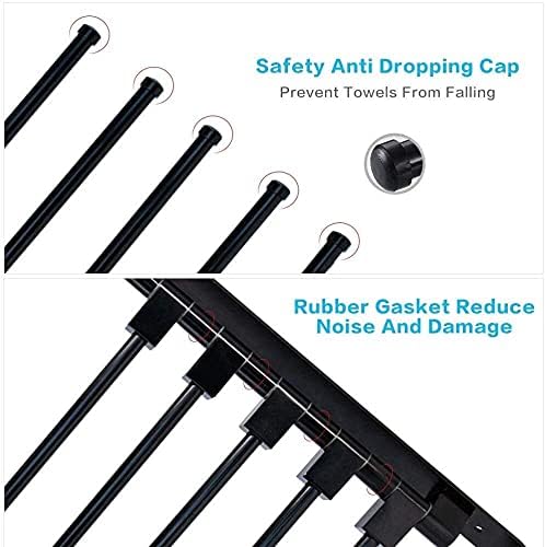BOCbco Black Wall Mounted Towel Bar with 3 Hooks