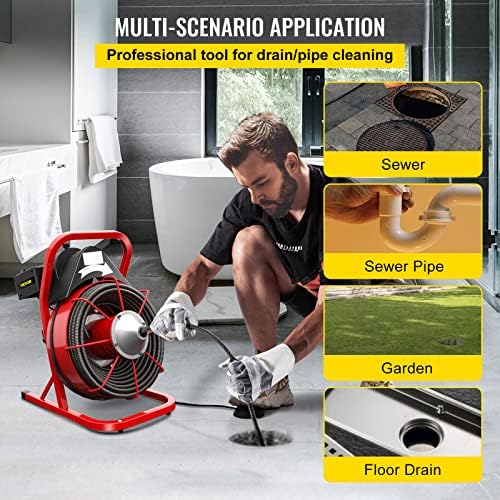 VEVOR Electric Drain Auger with Quick-Change Cutters 1
