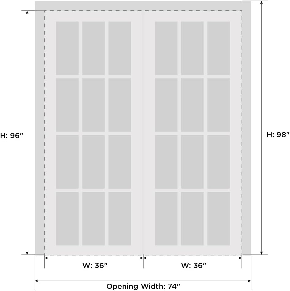 SARTODOORS French Double Panel Lite Doors 72x96 with Hardware 1