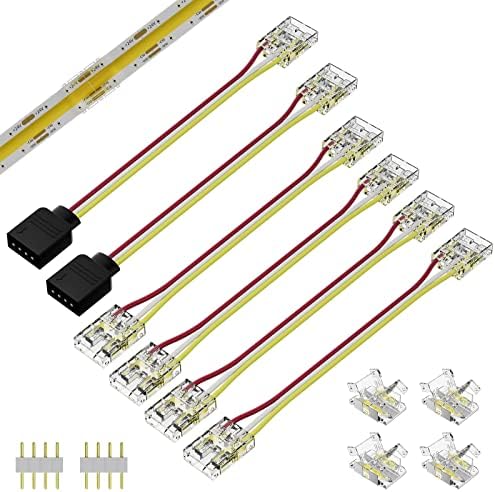 PAUTIX 10mm 3 Pin CCT COB LED Strip Connectors 4pcs Set