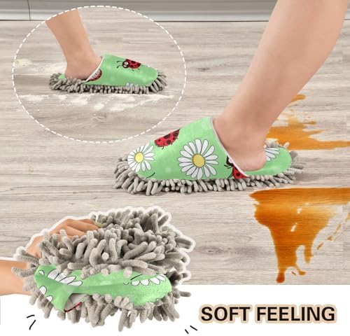 Sinestour Ladybirds Mop Slippers for Floor Cleaning