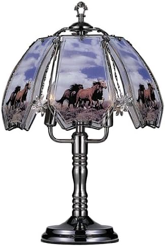 OK Lighting 235 Glass Running Horses Touch Lamp