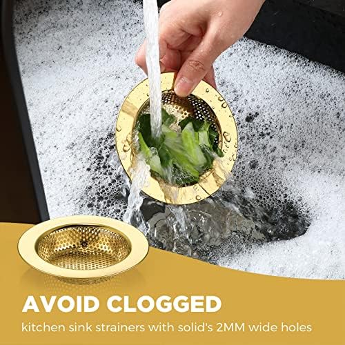 Mudder 3 Pcs Kitchen Sink Drain Strainer Set Light Gold