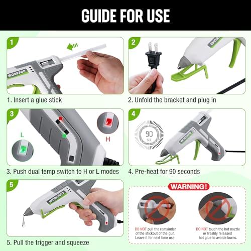 WORKPRO Dual Temp Hot Glue Gun with 10 Sticks - 60100W