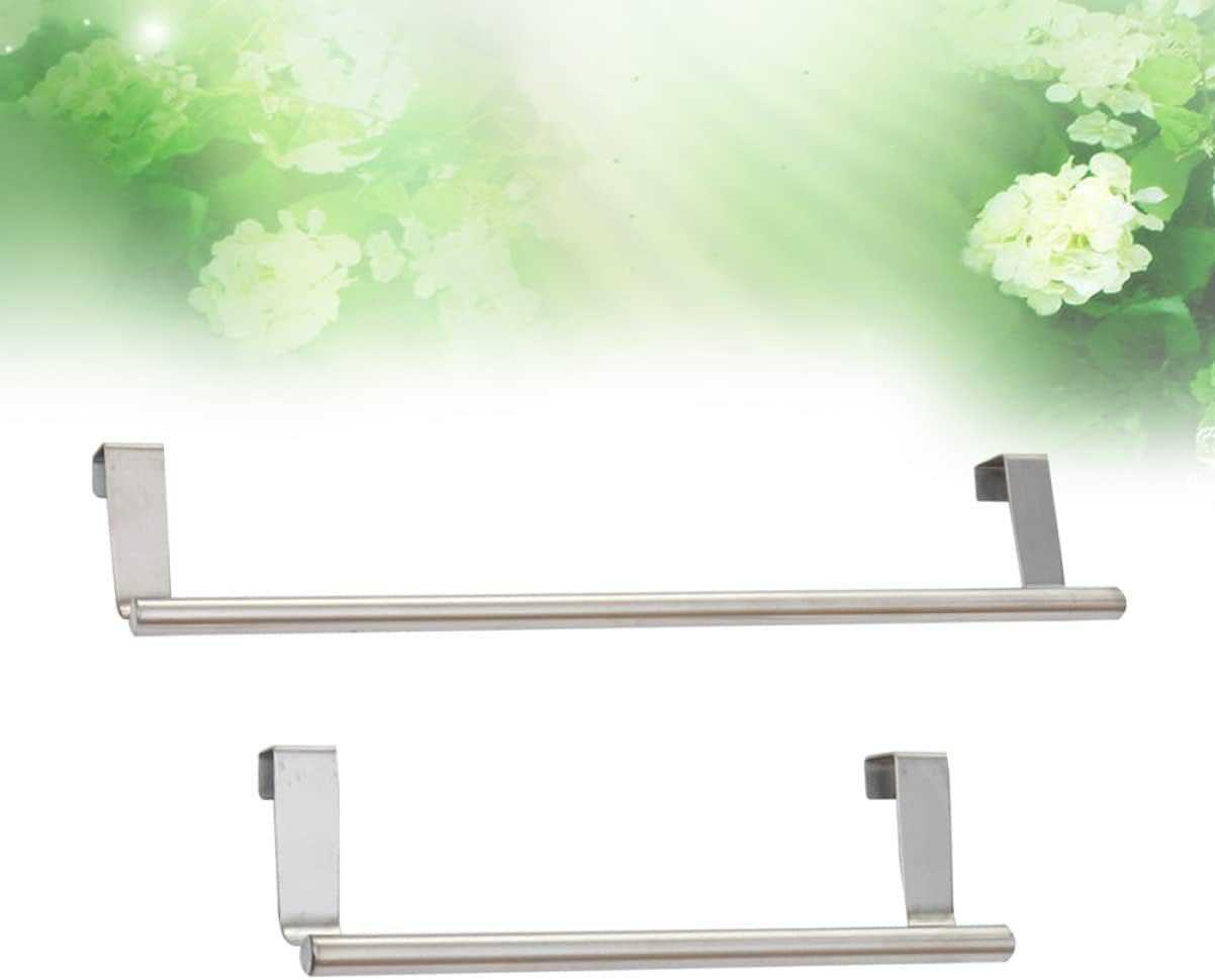 Gadpiparty 2Pcs Stainless Steel Door Towel Bar Hanger Durable Space-Saving