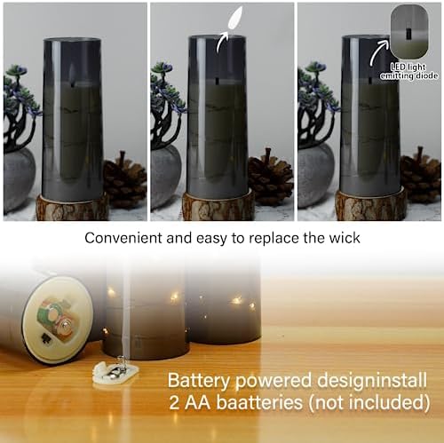 Flameless LED Candles with Timer 5 Pack Grey 1