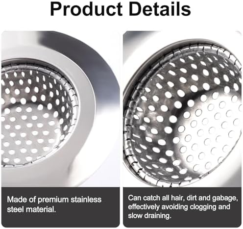 4PCS Stainless Steel Drain Strainers for Kitchen Sink Bath Shower and Laundry